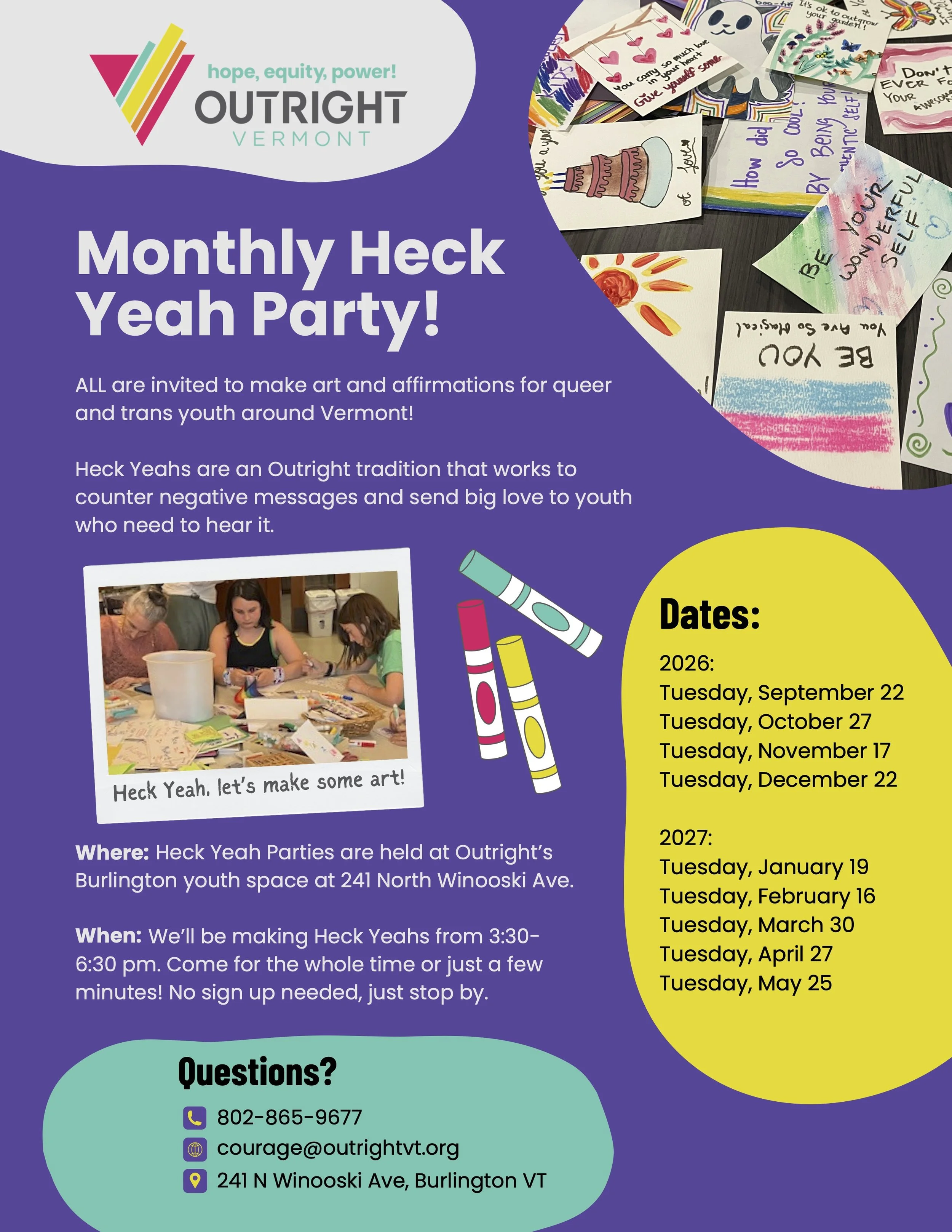 Heck Yeah crafting party w/ Outright Vermont