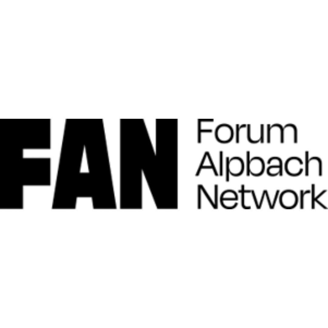 Logo of FANS Forum Alpbach Network with black and white text.