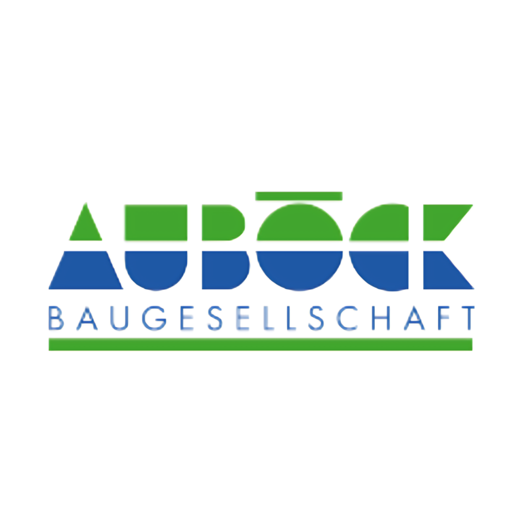 Logo of AUDBAUG, a German construction company, with the word 'AUDBAUGESSELLSCHAFT' in blue beneath a green and blue design.