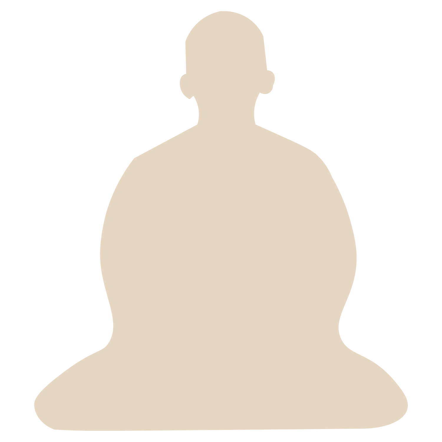 Silhouette of a person sitting in a meditative pose with legs crossed and hands resting on knees.