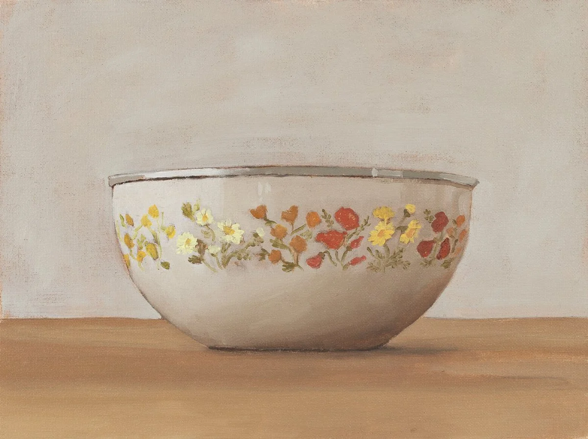 Floral bowl, oil on board, 18x24cm, 2025