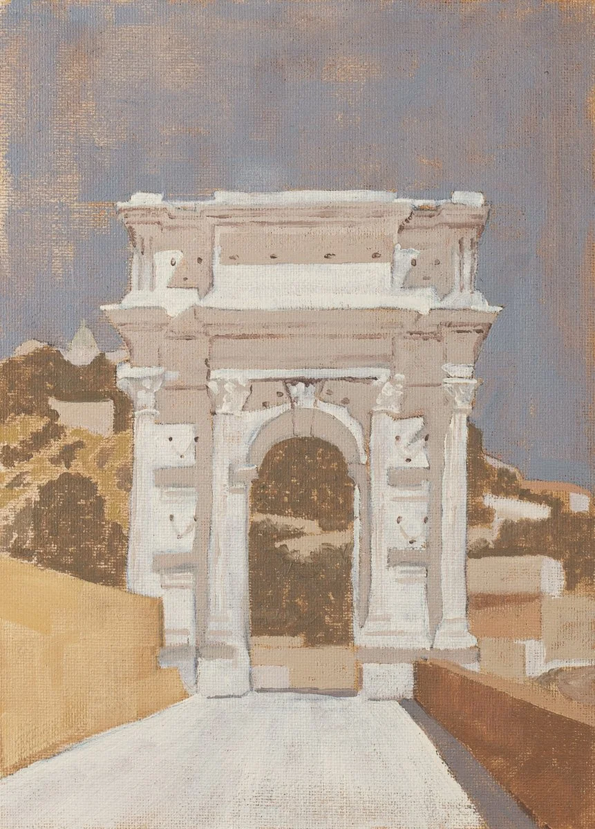 Arco di Traiano, oil on board, 13x18cm, 2025