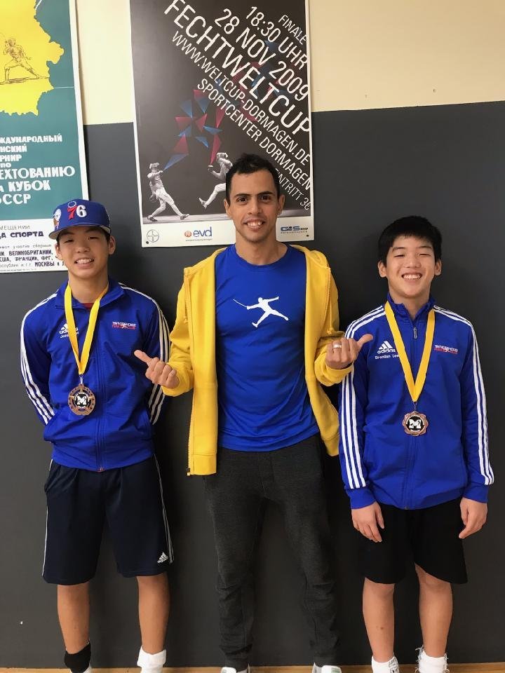 Jonah Lee, Brendan Lee, Coach Essam, Medals Mission.jpeg