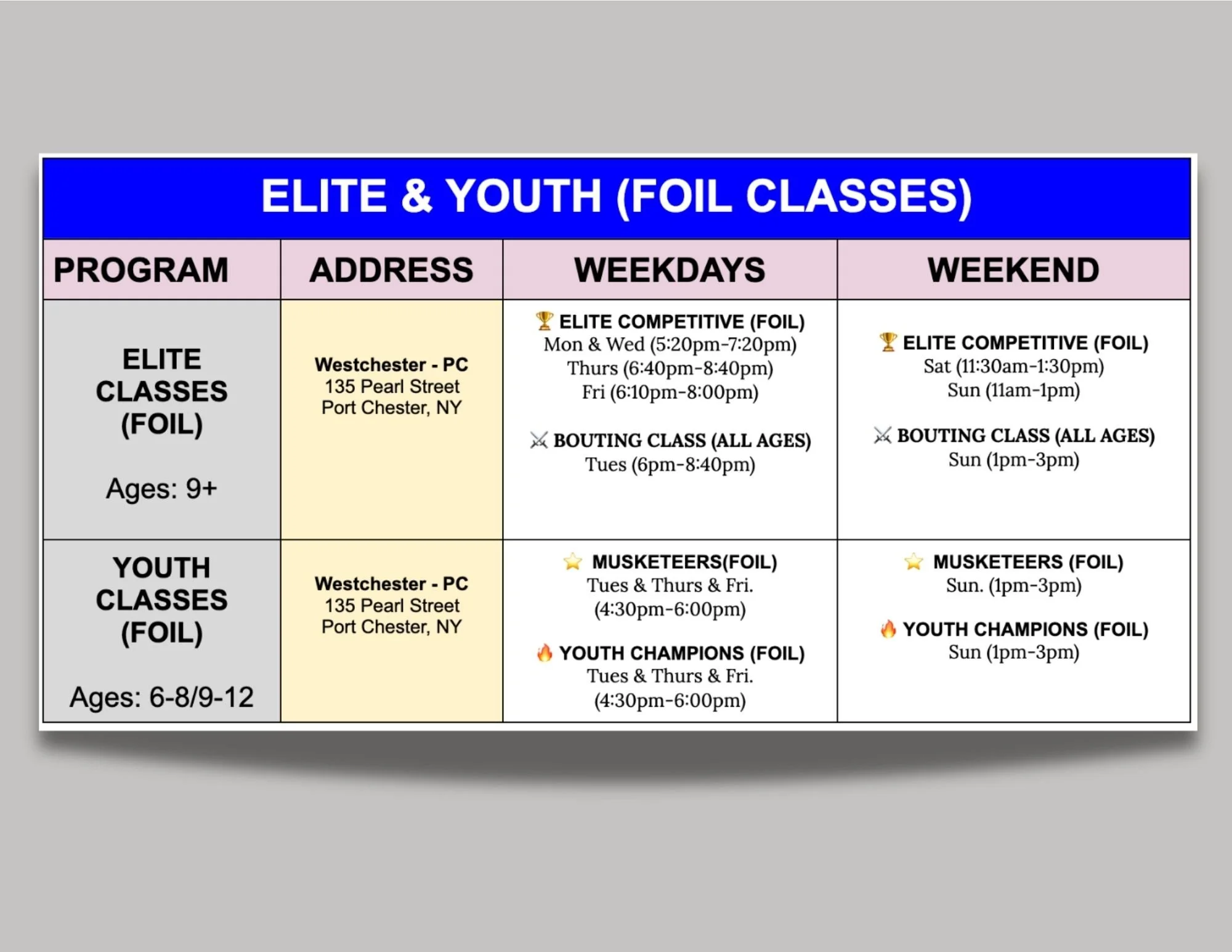 Foil Classes for Youth and Elite Fencers