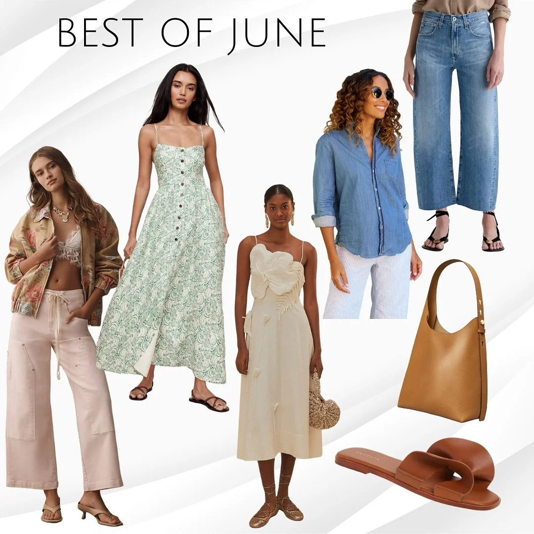 Best of June ✨

A few favorites making my June style edit:
🌿 Breezy printed maxi dresses for garden parties
☀️ Sculpted ivory midi dresses for sun-drenched days
👖 Effortless denim + chambray staples to pair with everything
👜 The perfect neutral ca