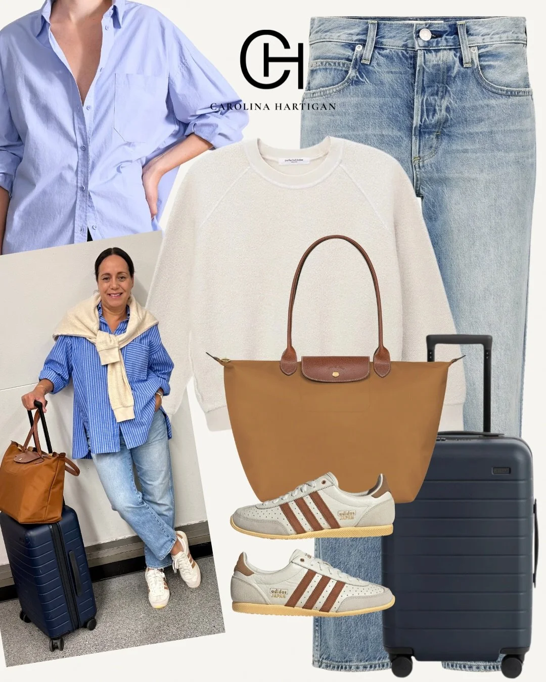 In DC for the rest of the week with my boys ✈️ 

Starting the trip comfy in one of my favorite travel outfits - a good pair of jeans, comfy sneakers and an oversized shirt. 

Easy, effortless and perfect for traveling.

Comment &lsquo;DC TRAVEL&rsquo