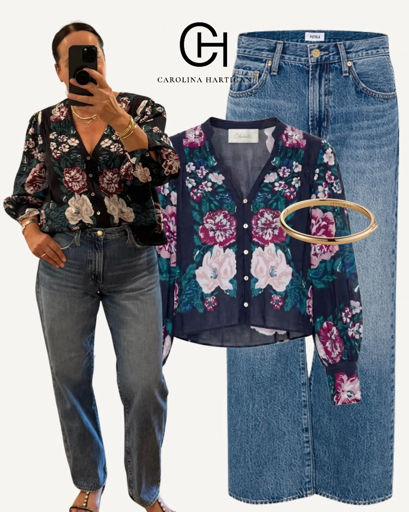 Girls dinner look 💞  The Cosima Top in Juliet Ebony by @cleobella  Romantic sleeves, floral details and just the right touch of effortless femininity for a casual girls night out.  Comment FLORAL for the links to shop.

#ootd #style #girlsdinner #ni