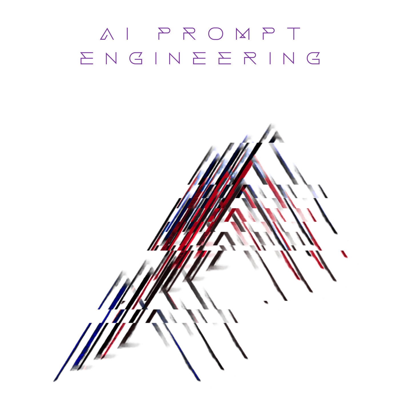 Abstract digital artwork with neon red, blue, and yellow lines forming a 3D pyramid shape against a black background.