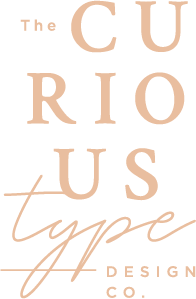 Logo for The Curious Type Design Co. with stylized text 'The Curious Type Co.' in beige on a black background.