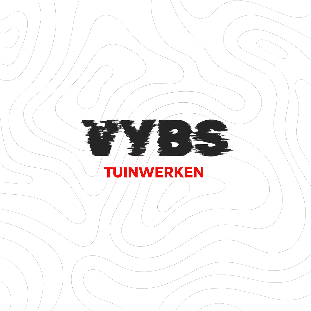 Black background with white map-like contour lines, featuring the text 'TVB'S' in large distressed black font and 'TUINWERKEN' in smaller red font.