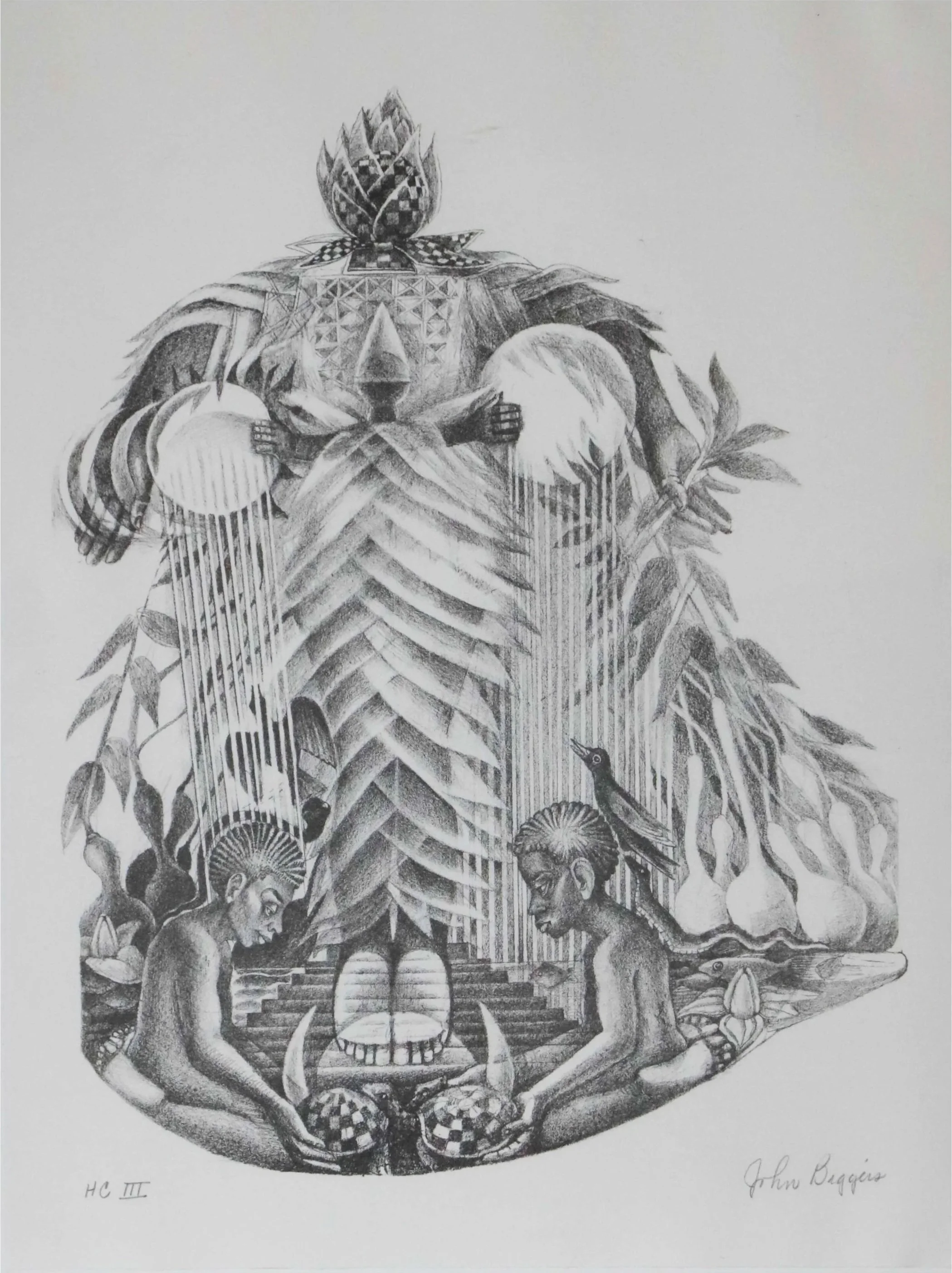Biggers, John.
Gastonia, NC, USA (b. 1924).
UNTITLED,
N/A (c. 1994).
Lithograph/ HC3.
18" x 33".