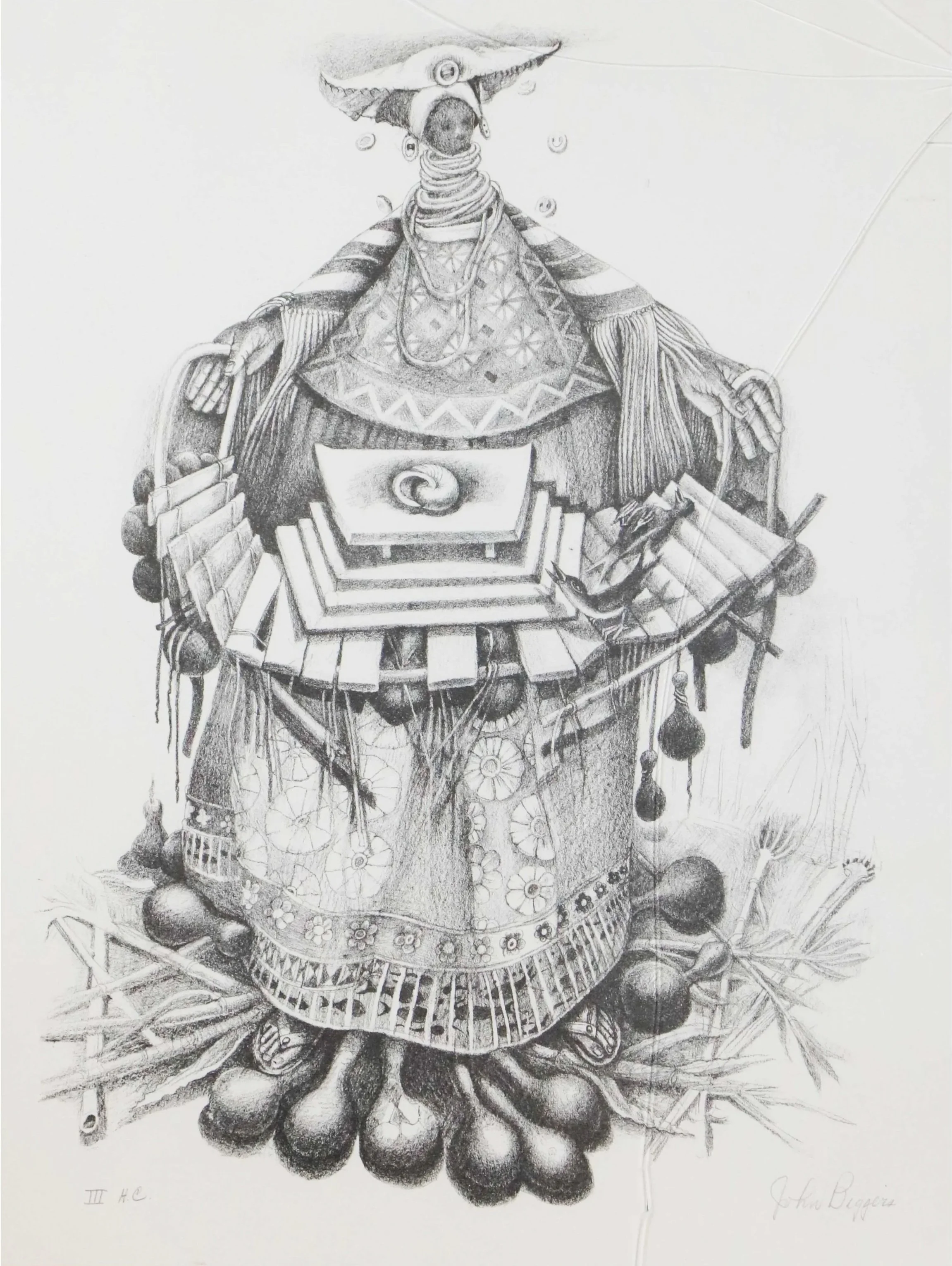 Biggers, John.
Gastonia, NC, USA (b. 1924).
UNTITLED,
N/A (c. 1994).
Lithograph/ HC3.
18" x 33".