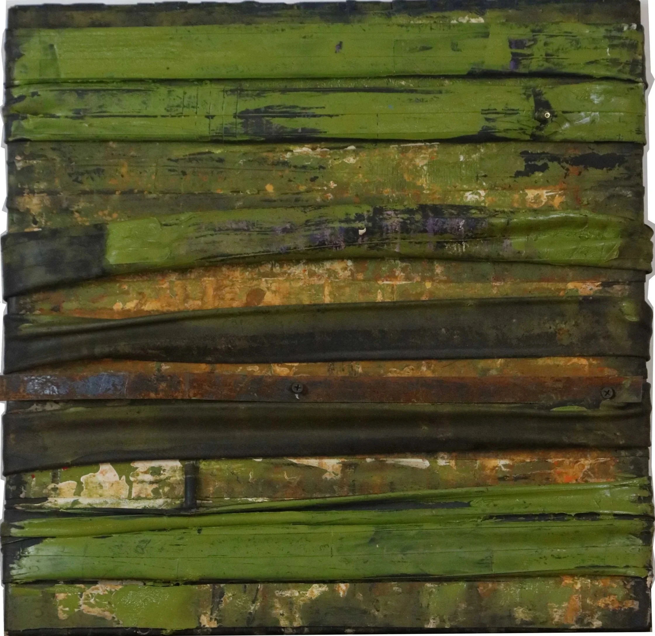 Coates, Gregory.
American (b. 1961).
NARMAL ESCIPLE #3,
c. 1980.
WOOD BICYCLE A PAINT.
18" x 18".