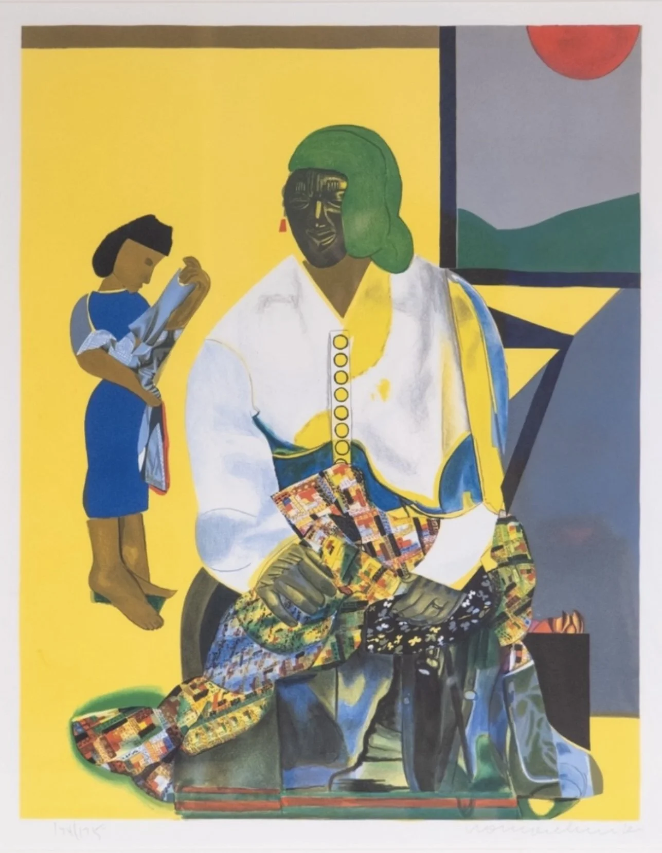 Bearden, Romare.
American (b. 1911- d. 1988).
Mecklenburg Autumn,
1979.
Color Lithograph.
27 x 21 in  ( Edition of 175 + 30 AP).