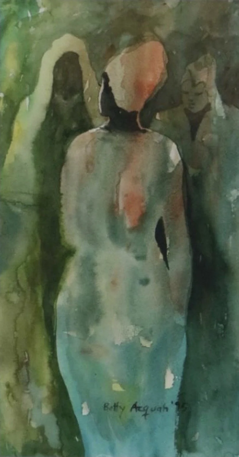 Acquah, Betty.
Ghanian  (b. 1965).
UNTITLED,
1995.
WATER COLOR ON PAPER.
6" X 11".
