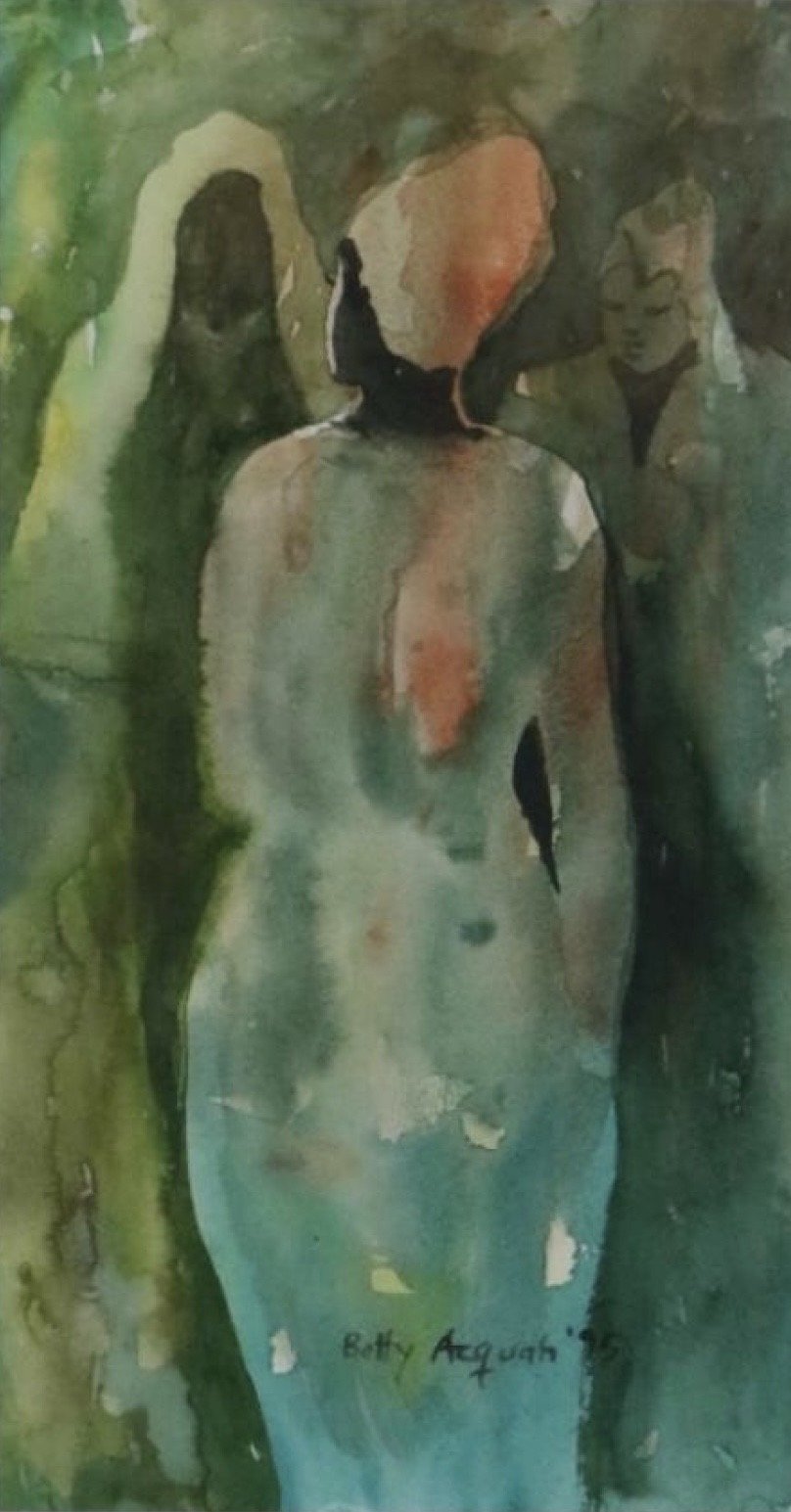 Acquah, Betty.
Ghanian  (b. 1965).
UNTITLED,
1995.
WATER COLOR ON PAPER.
6" X 11".
