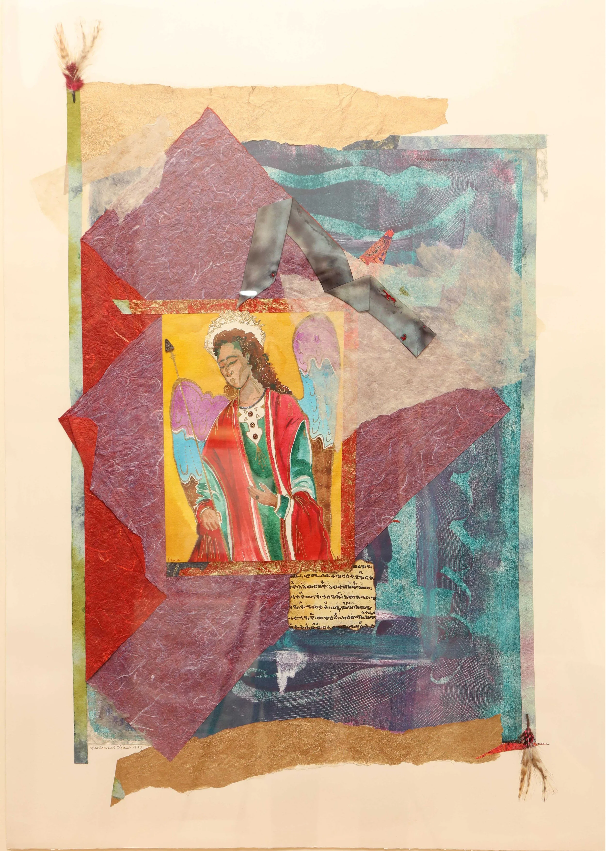 Lindo, Nashormeh.
African- American ( b. 1953).
Liannge Noir,
1999.
Mixed media.
29  1/2"  x  42".