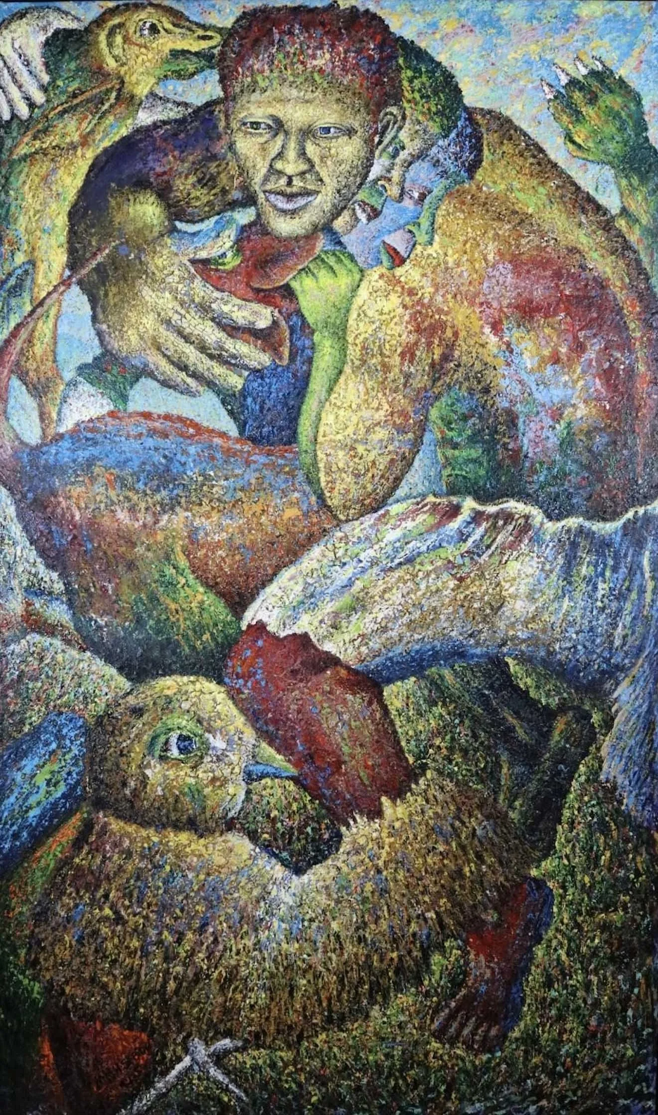 Sebidi, Mmankgabo Helen.
South African, b. 1943.
Keeping up the strlitle (Struggle),
1994.
Mixed media, acrylic on oil.
72" x 43".