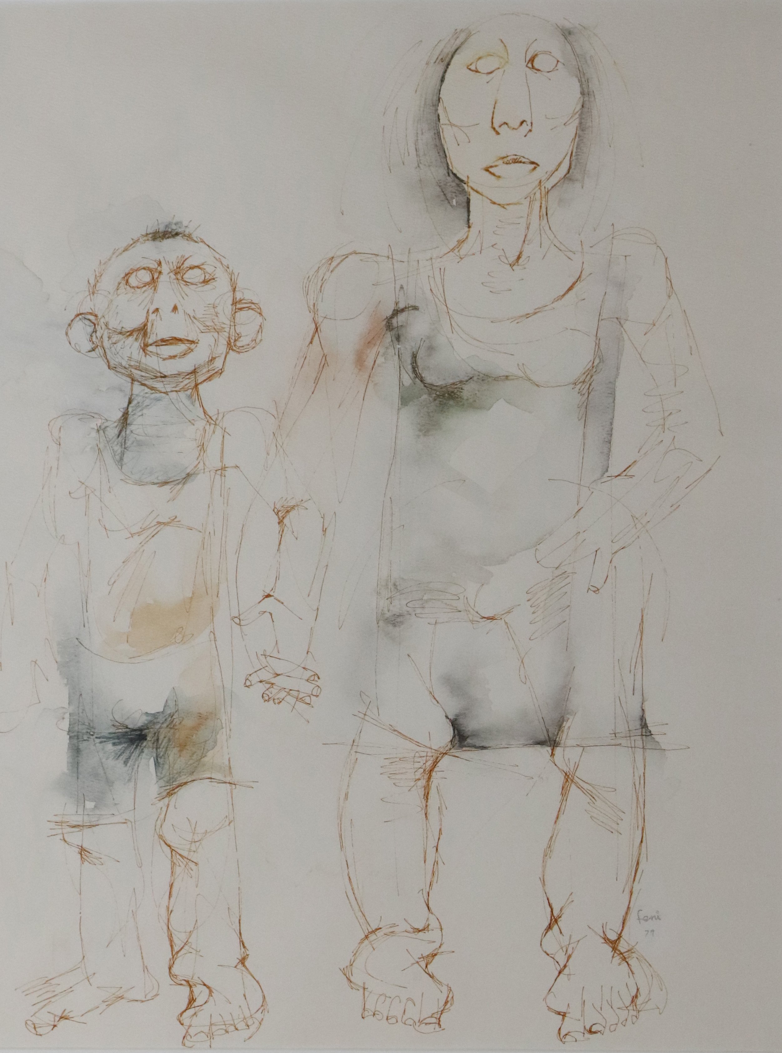 Feni, Dumile.
South African ( 1942- 1991).
UNTITLED,
1979.
Watercolor and Pencil on Paper.
24" x 18".