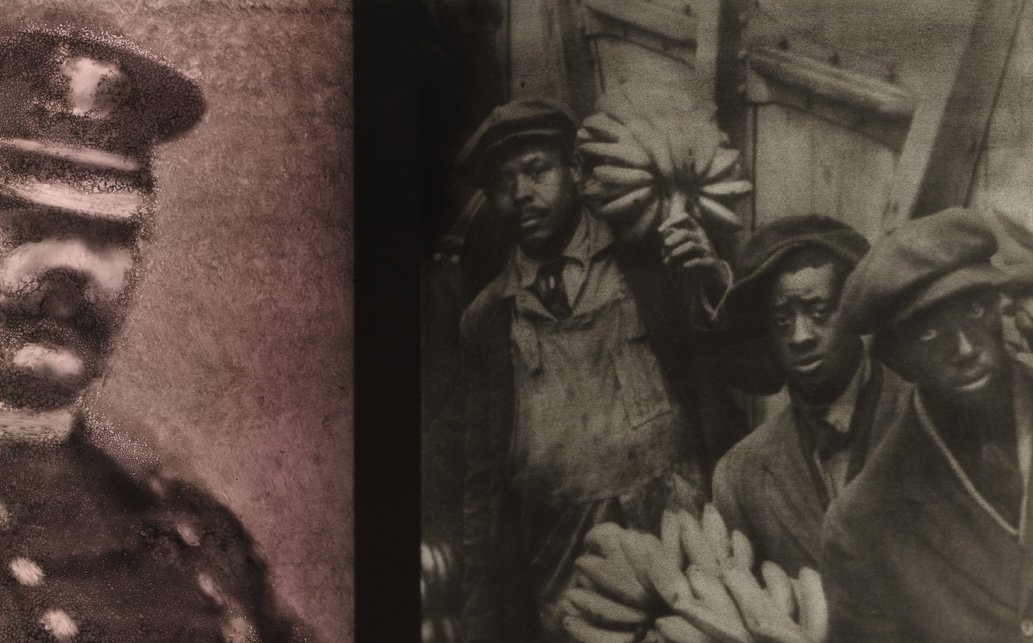 Walker, Christian.
American ( 1954- 2003).
Another Country,
1990.
Ink and oil on gelatin silver print.
20 " x 24" in.