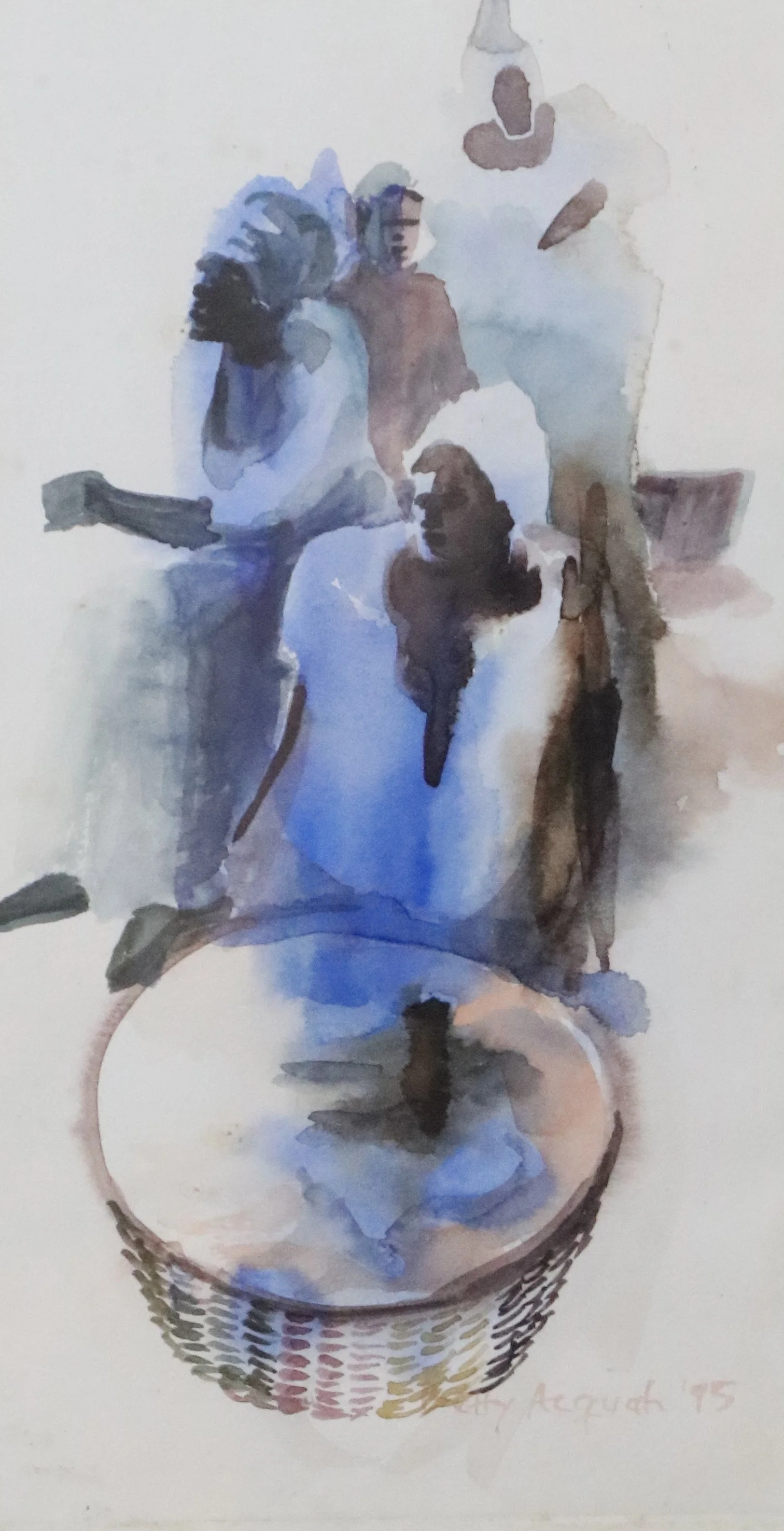 Acquah, Betty.
Ghanian  (b. 1965).
UNTITLED,
1995.
WATER COLOR ON PAPER.
6" X 11".