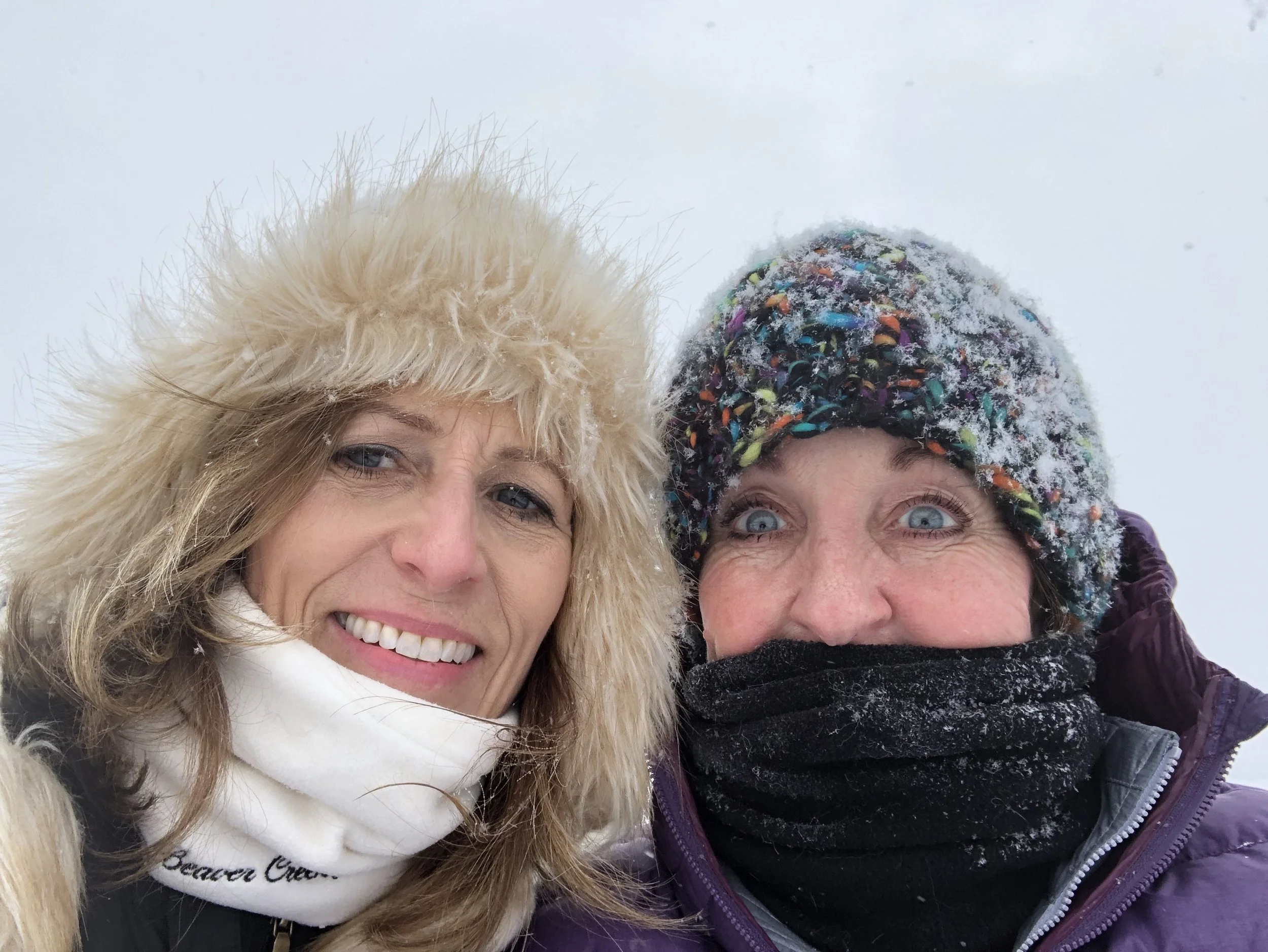Janell and Barbara outdoors in snowy Minnesota