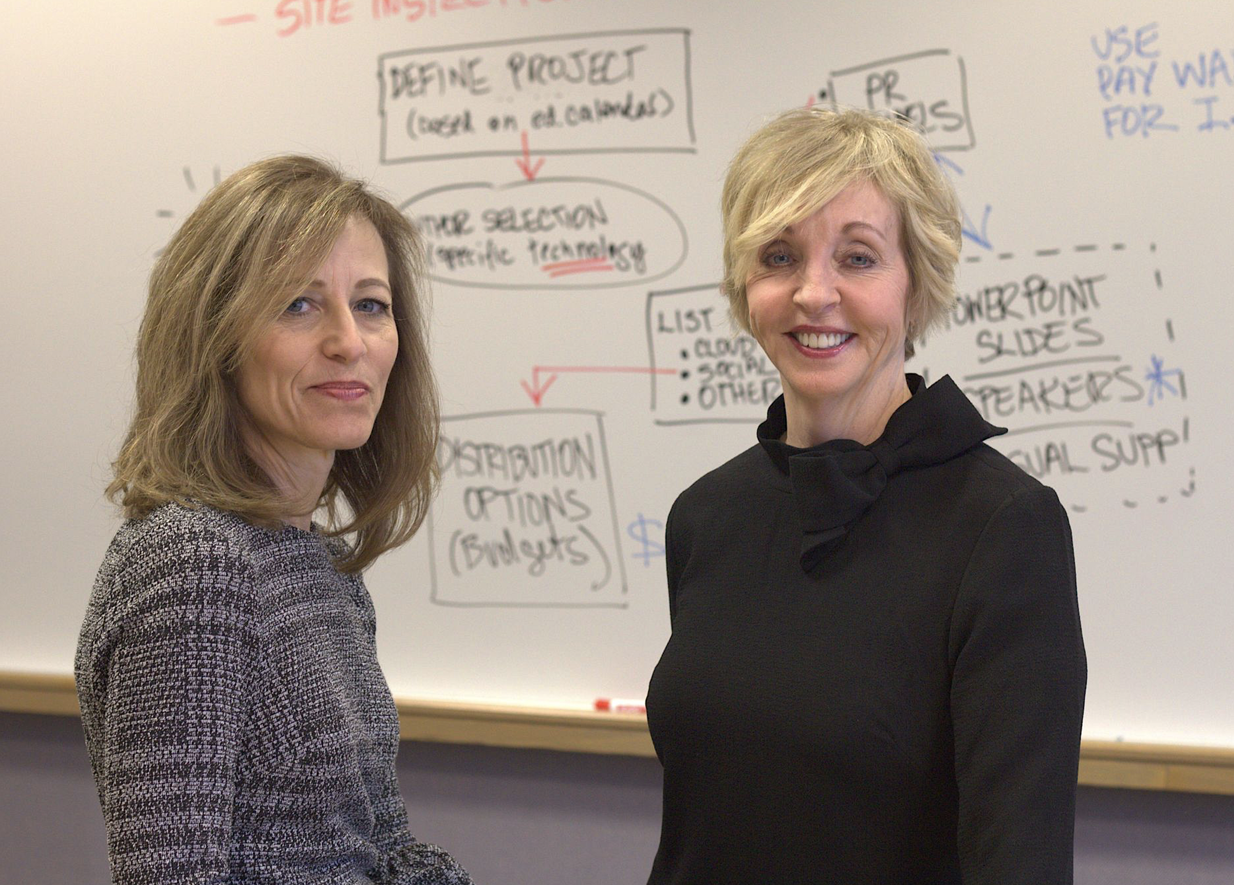 Janell and Barbara with a whiteboard
