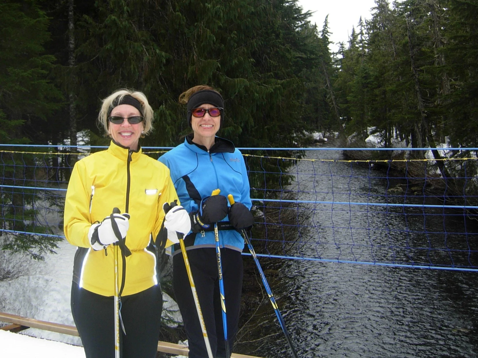Barbara and Janell cross country skiing