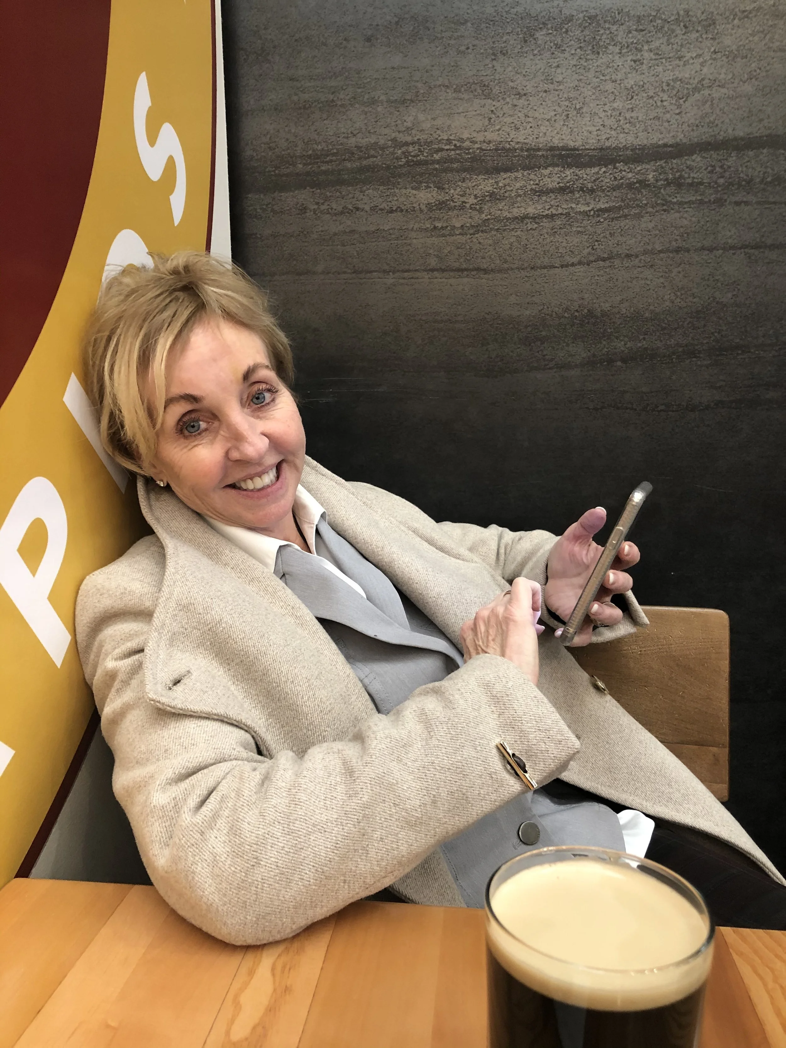 Barbara on her cell phone