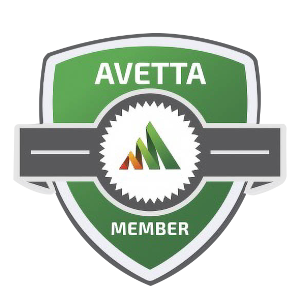 AVETTA MEMBER badge with green shield, gray ribbon, and a logo with colorful mountains.