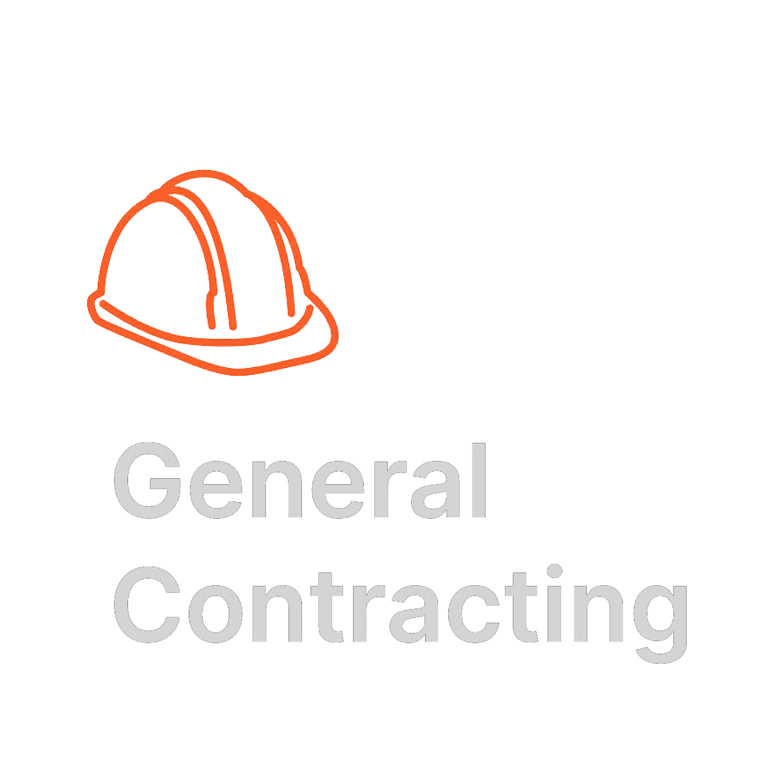 A construction helmet resting on a flat surface with the text 'General Contracting' below.