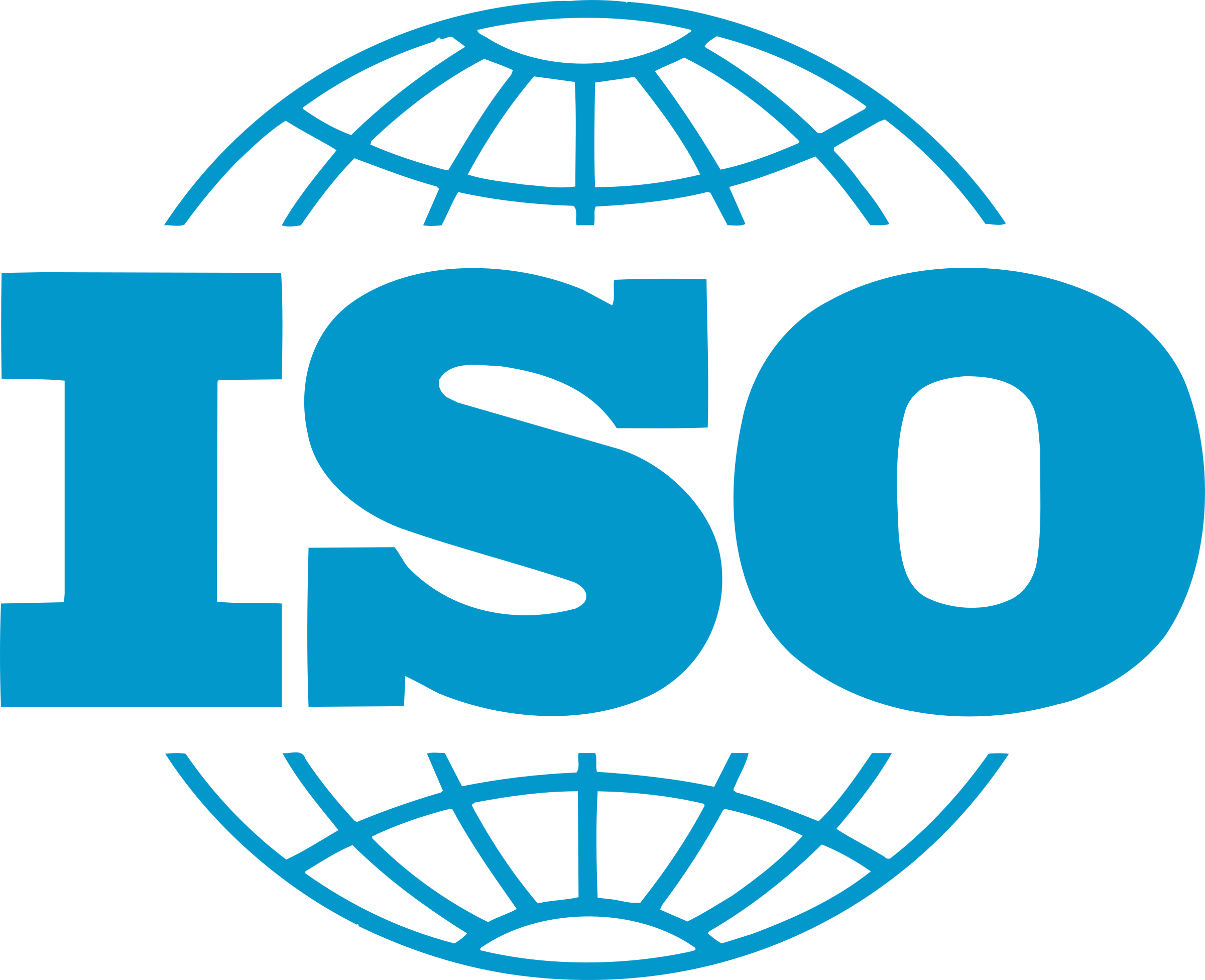 ISO logo with a stylized globe in the background.