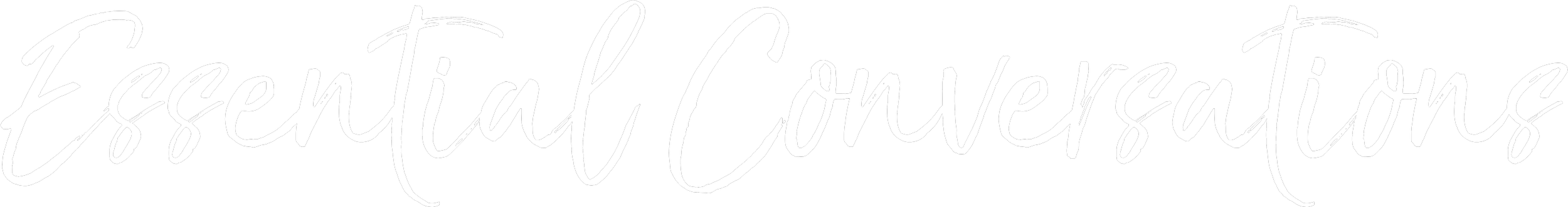 The image features the words 'Essential Conversations' written in white cursive text on a black background.