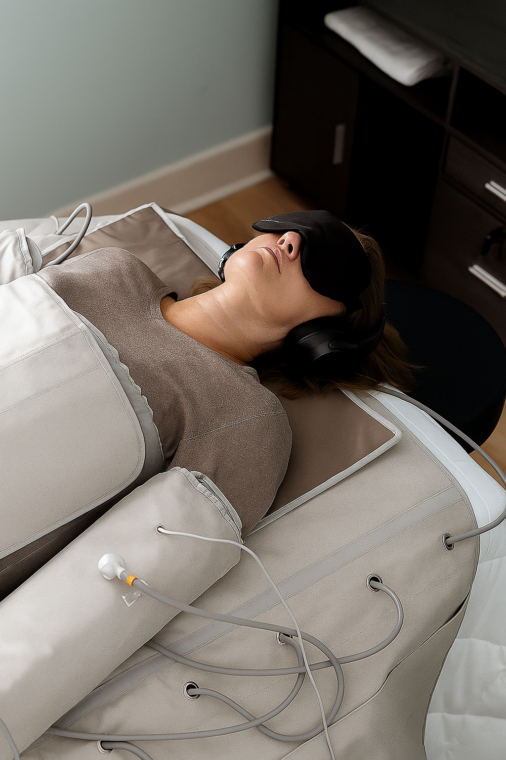 Woman in a flowpresso service getting a lymphatic drainage massage Surprise AZ