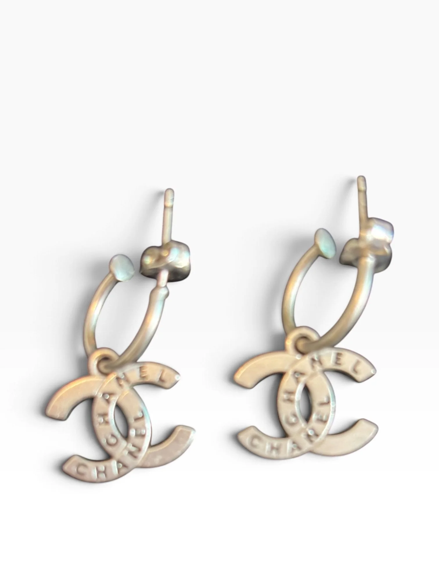 Chanel  CC Dangle Hoop Earrings