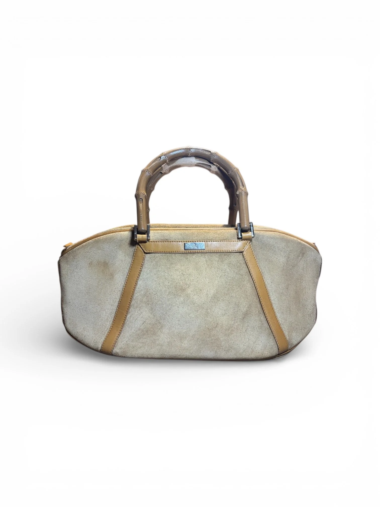 Gucci Suede Bamboo Top Handle Bag