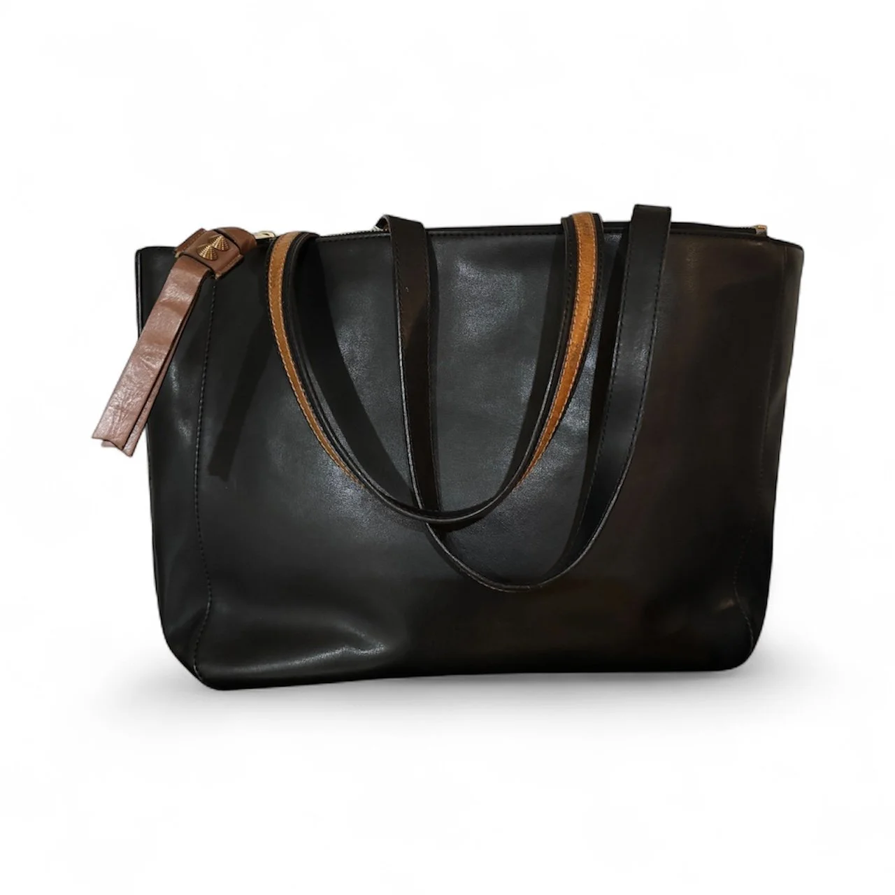 CHOLE BLACK LARGE LEATHER TOTE BAG