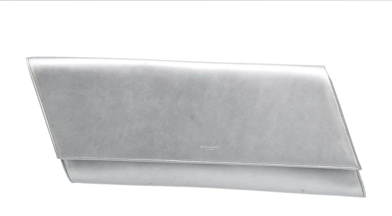 Yves Saint Laurent  Diagonal Metallic Clutch
