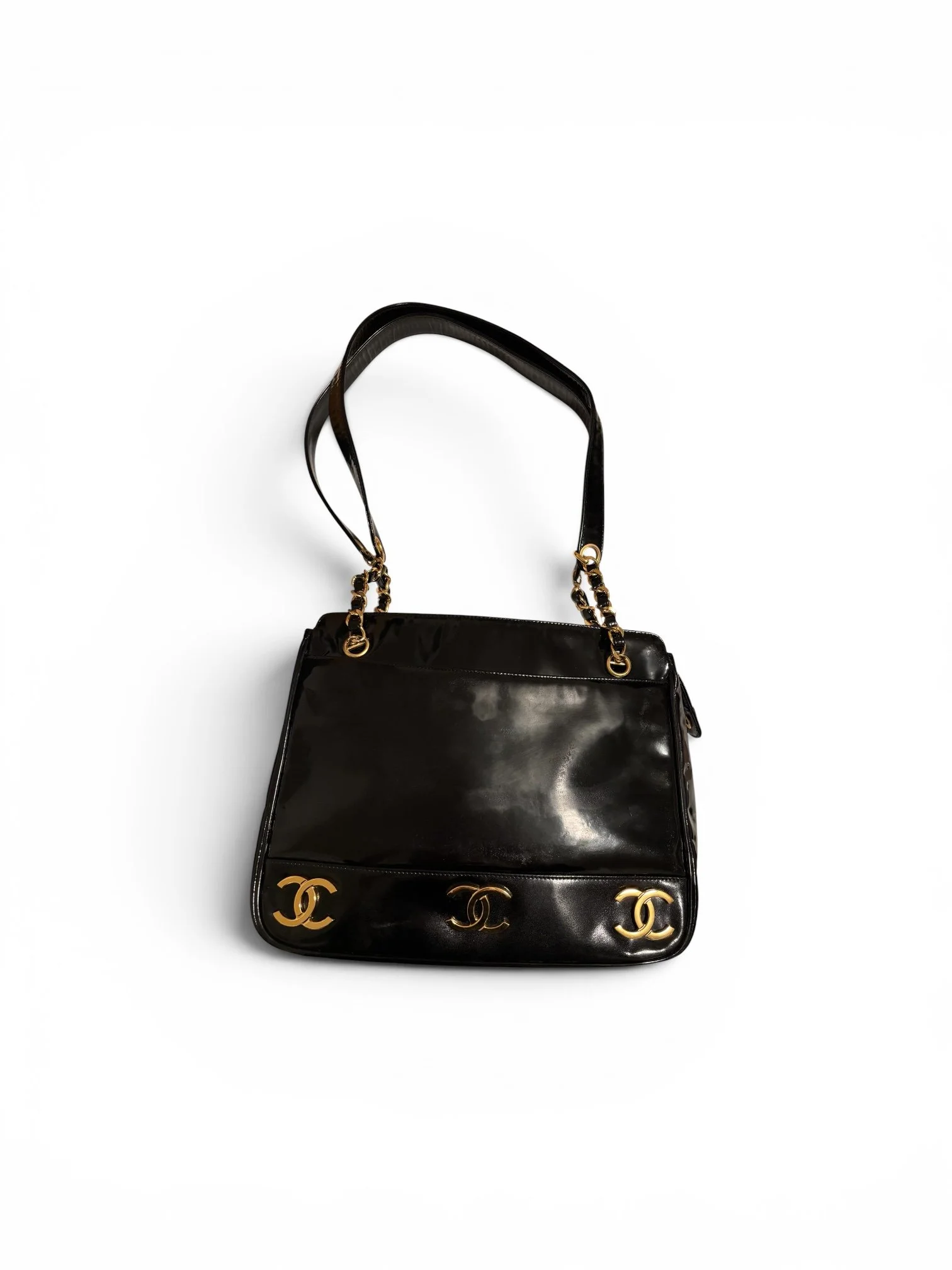 Chanel Patent Triple C Chain Tote