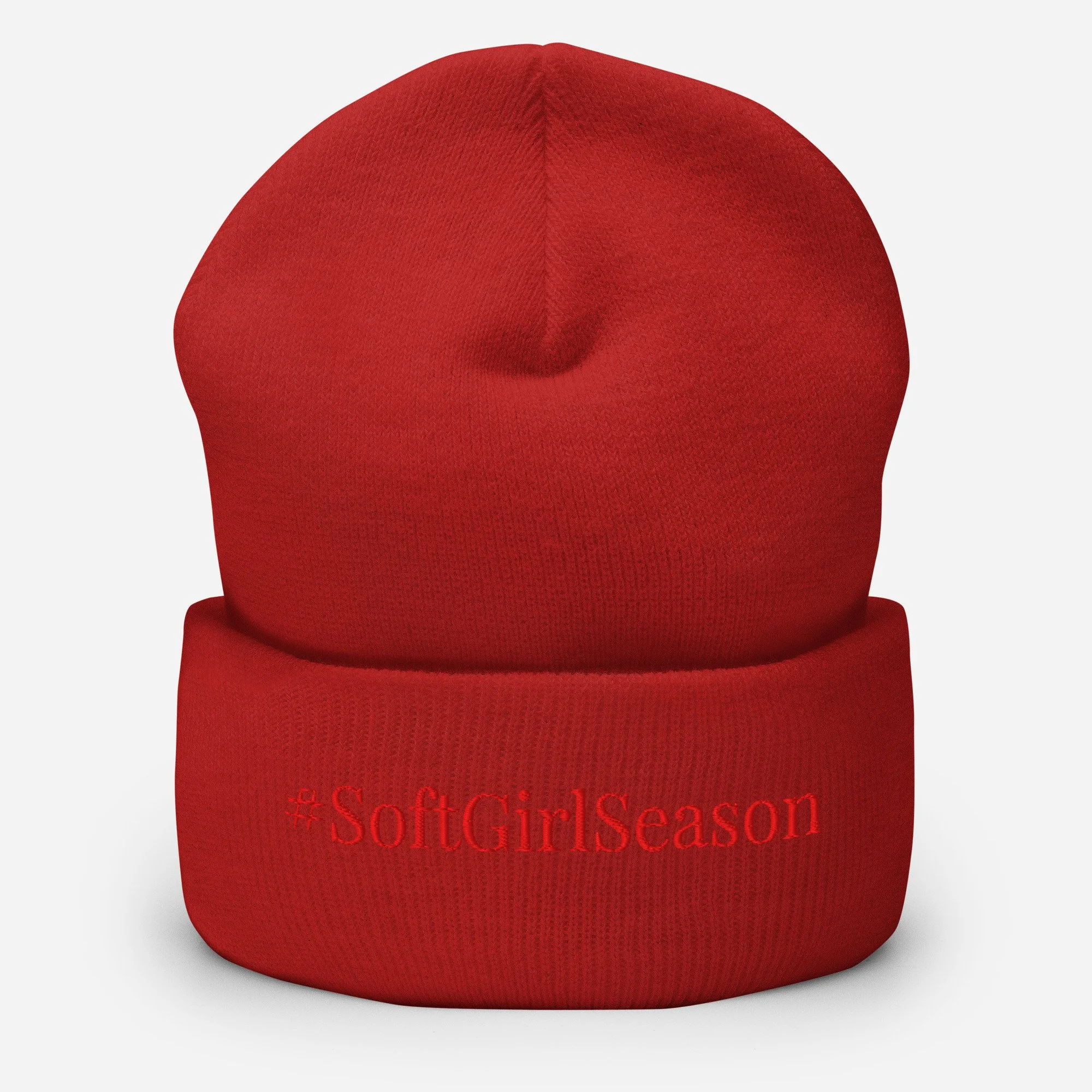 Red in Red Winter Cuffed Beanie--Holiday Collection.