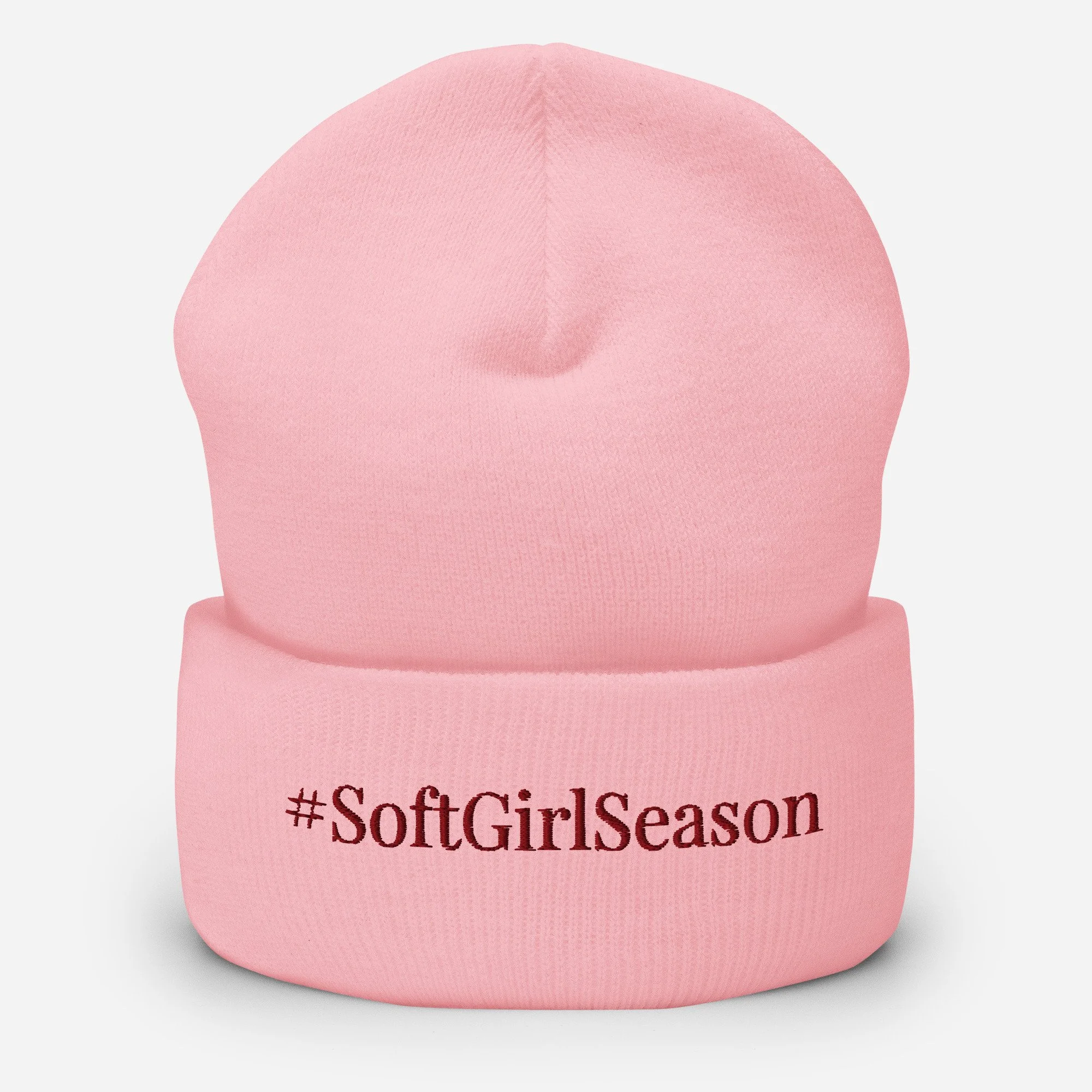 Pink & Burgundy Winter Cuffed Beanie