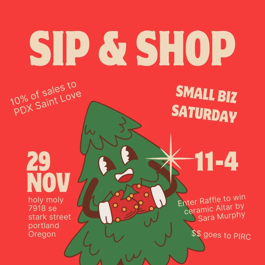 Join us this Saturday for some sippin &amp; some shoppin (whilst choppin&hellip;hair that is)! 
We&rsquo;ve got 
HOLIDAY CARDS
ORNAMENTS 
HAIR ACCESSORIES 
AND SO MUCH MORE
10% of sales to our awesome neighbors @pdxsaintslove
