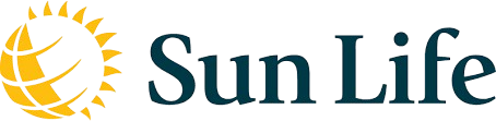 Logo de Sun Life, compagnie d'assurance et de services financiers avec un soleil stylisé en jaune et noir.