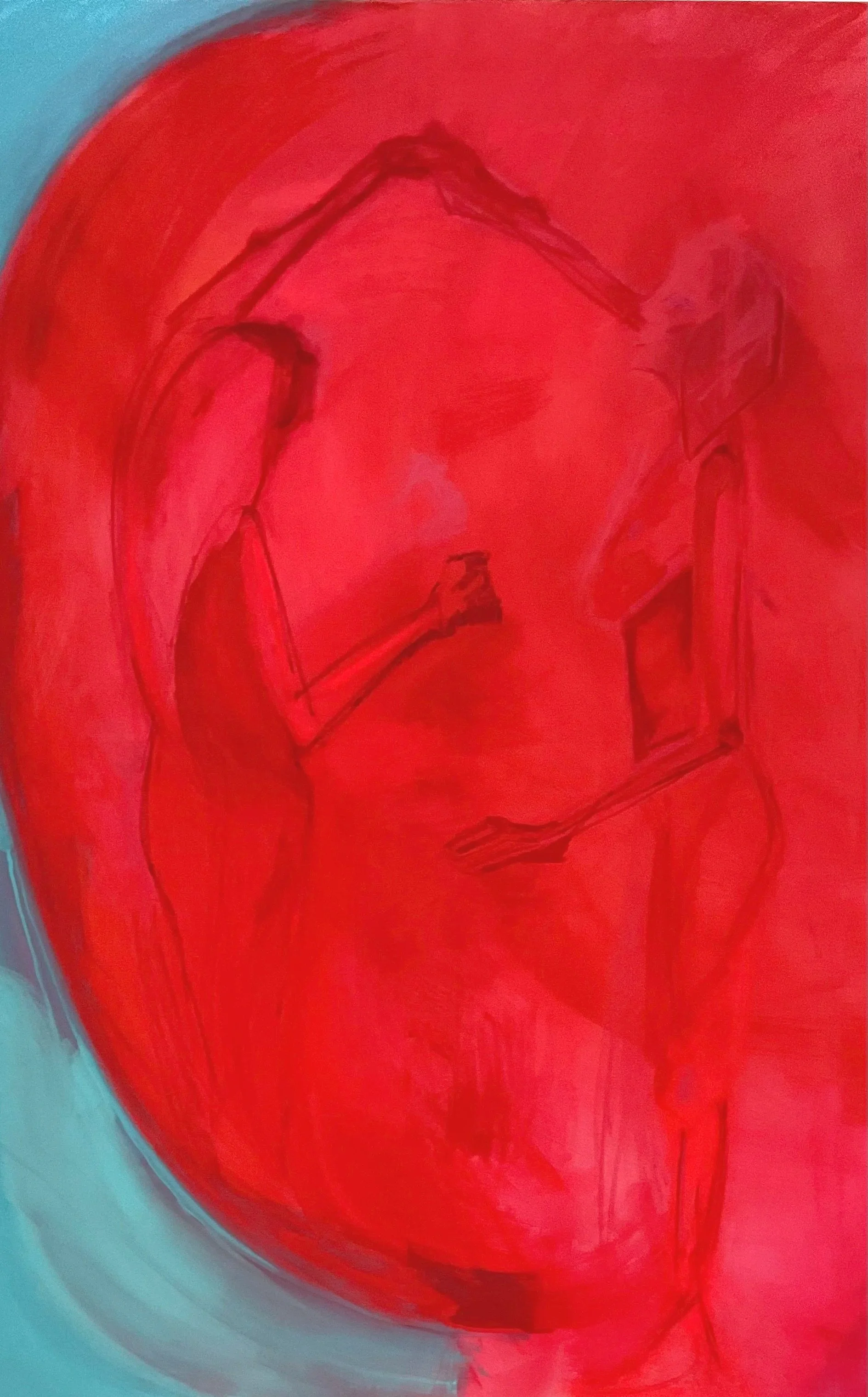 'Dance, my friends', 2026, oil, pastel, oil stick and chalk on canvas, 122x199cm