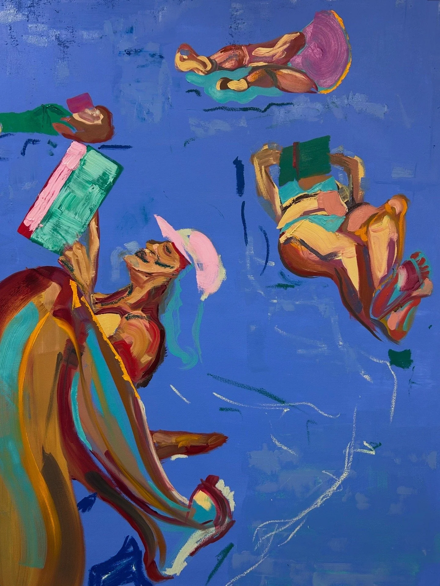 'Women living deliciously', 2026, oil and oil stick on canvas, 123x90cm