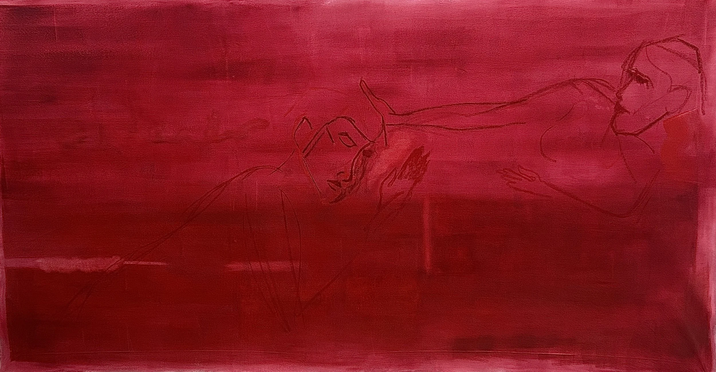 'Surrender', 2026, oil, pastel and chalk on canvas, 107x199cm