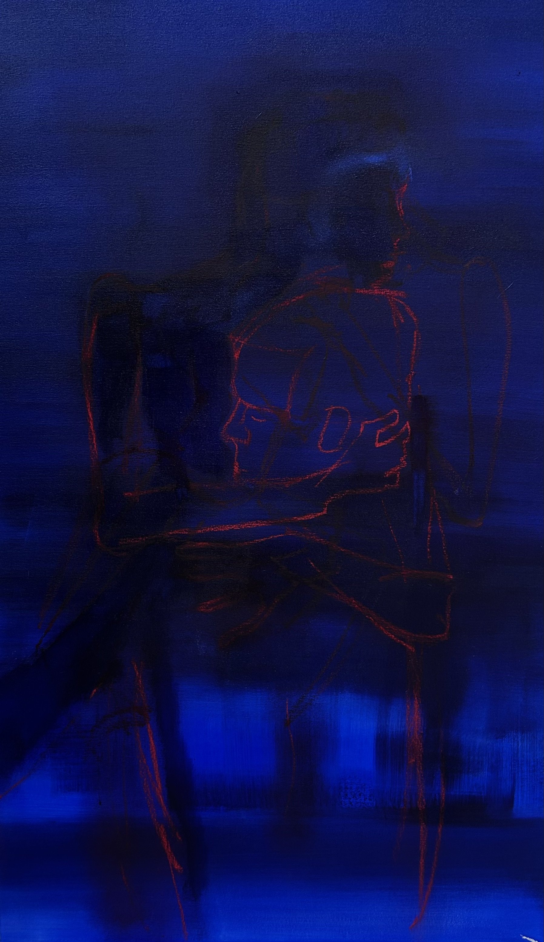 'Last ode to you', 2026, oil and chalk on canvas, 66x107cm