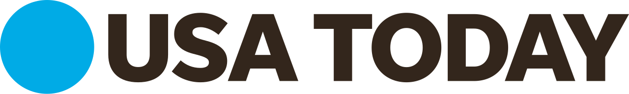 USA Today logo with a blue circle to the left of the text