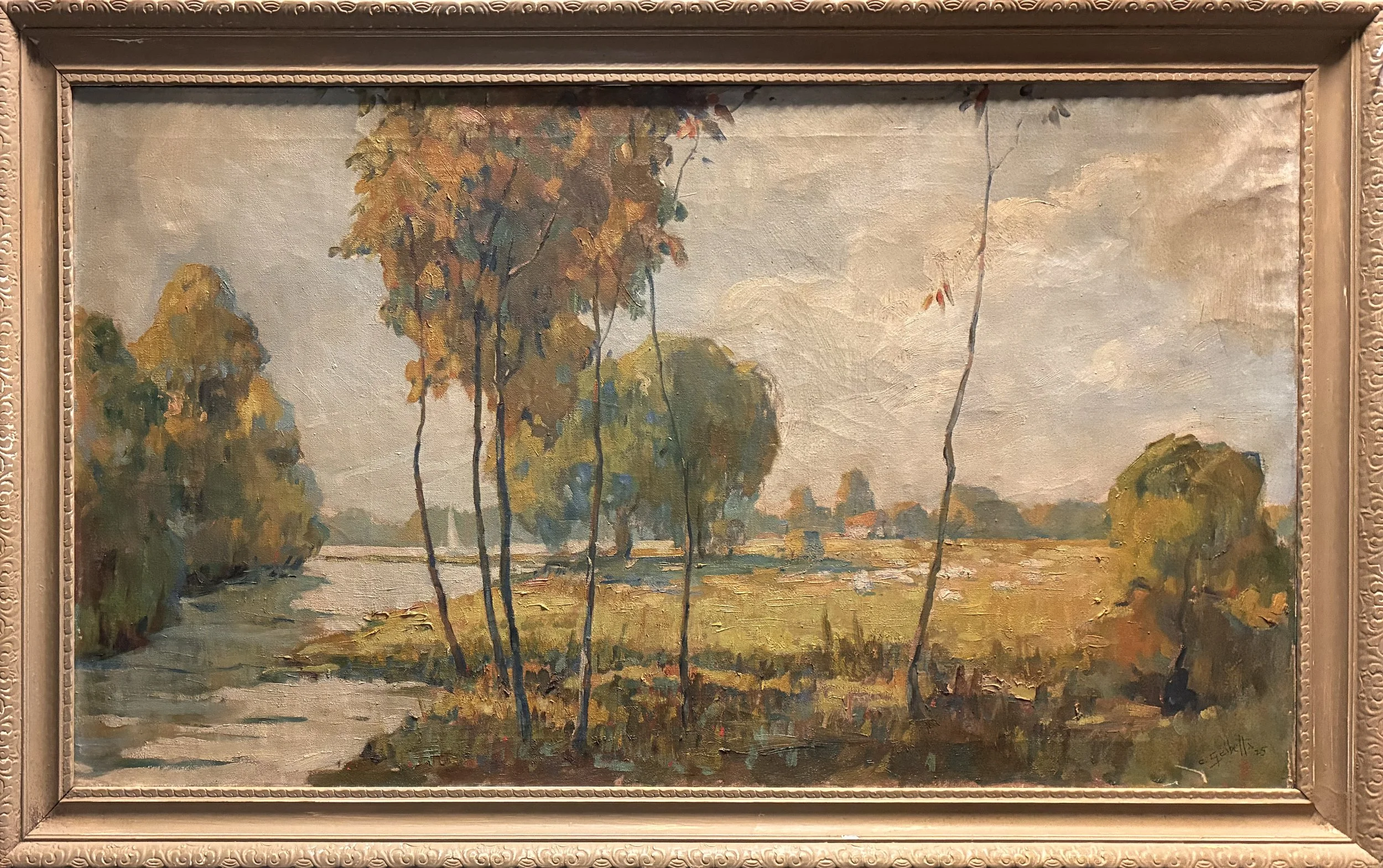 Angelo Scibetta, Italian born, Buffalo Artist, Extensive Landscape, o/c, 24x45, 925.00