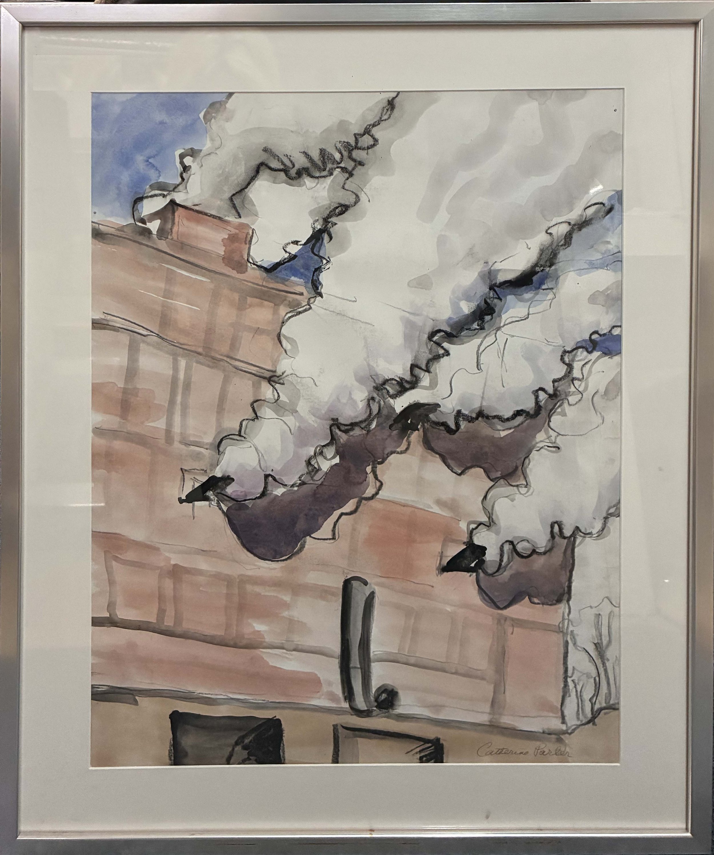 Catherine Parker, Steam Vents, watercolor & charcoal, 24x18, 750.00
